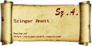 Szinger Anett névjegykártya